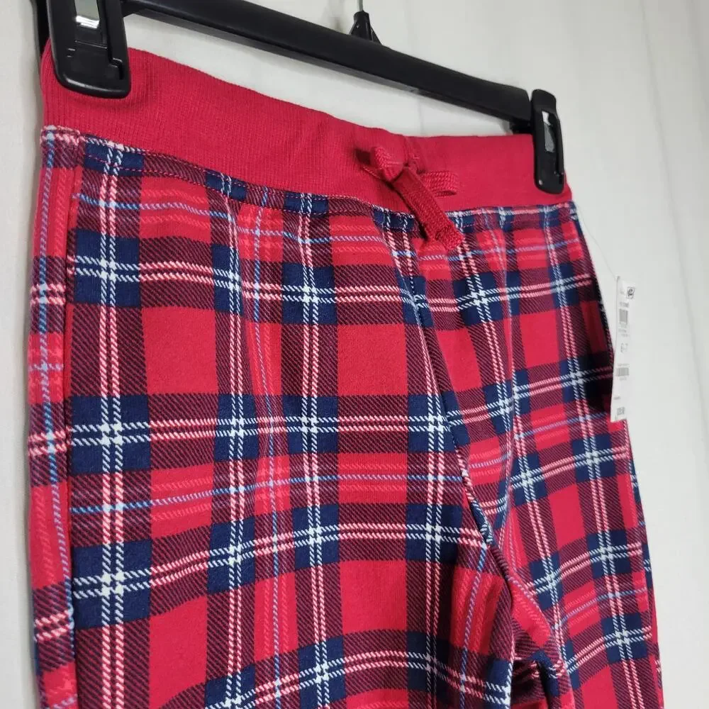 Charter Club Kids Jogger Pants Cardinal Holiday Plaid NWT Boy Girl Size 6-7
